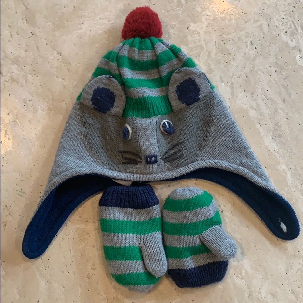 Boden mini hat and mittens